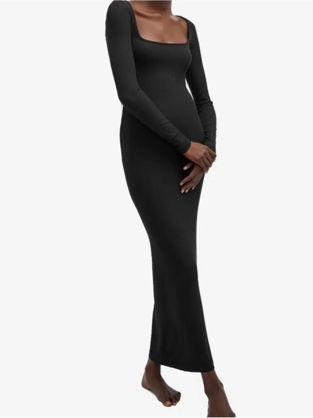 SKIMS Soft Lounge Long Sleeve Maxi Dress Black XS